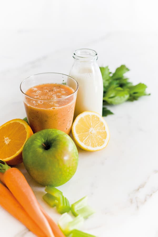 smoothie lait d'épeautre pomme carotte